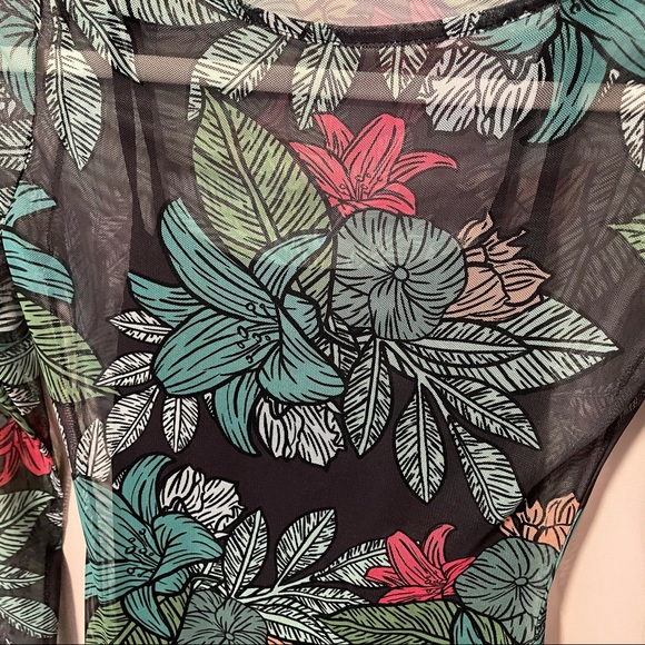Missguided Tropical Print Mesh Body-Con Dress - Picture 9 of 9
